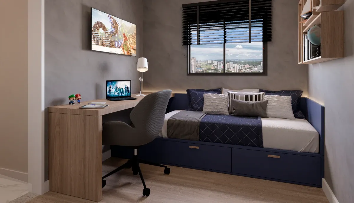 Quarto — terceira vista do Essência Campolim — imagem ilustrativa
