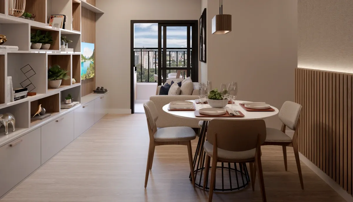 Sala — outra vista do Essência Campolim — imagem ilustrativa