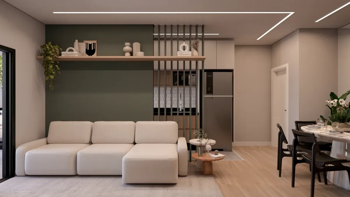 Sala integrada do Essência Campolim — imagem ilustrativa