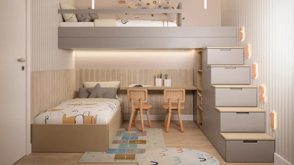 Quarto da planta de 66 m² do JR São Paulo II — imagem ilustrativa