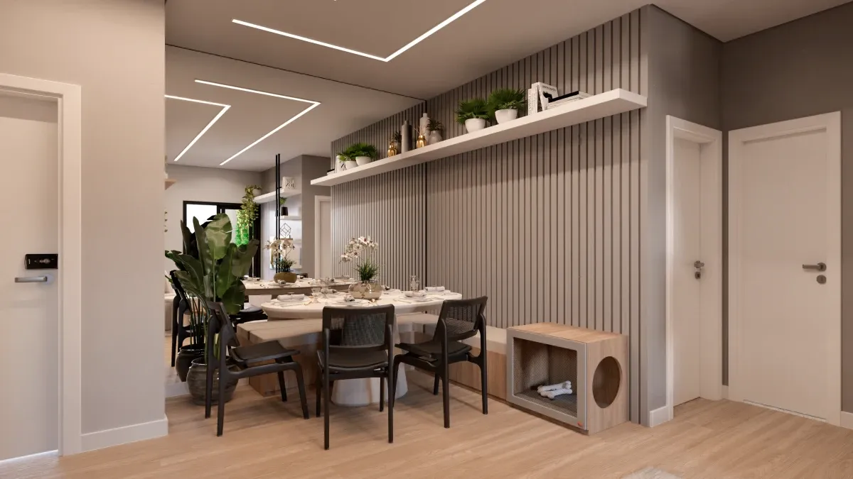 Sala e cozinha do Essência Campolim — imagem ilustrativa